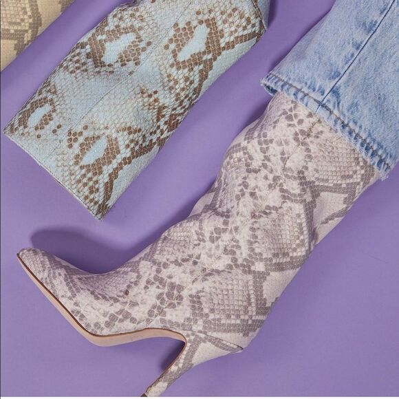 NEW PARIS TEXAS Slip On Leather Boots 36 Snake Print Pointy Toe Boho Western - Picture 4 of 15